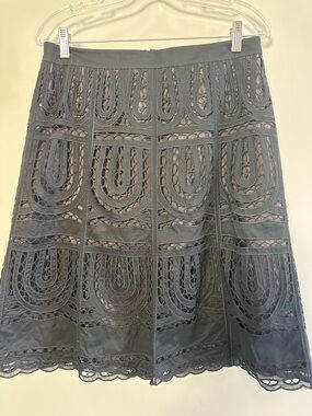 Ann Taylor Black Lace A-Line Skirt Knee length